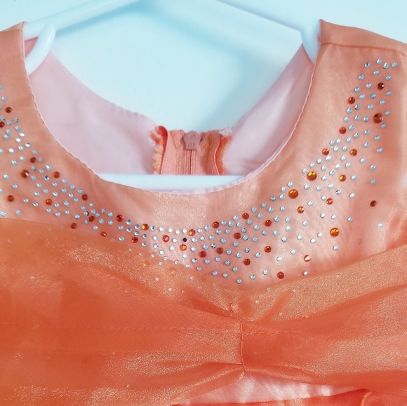 Coral Formal Dress with Rhinestones - Picture 7 of 16